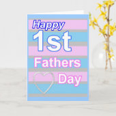 Eerste vaderdag roze en blauw Wenskaart Kaart (Gele Bloem)