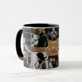 Eerste Vaderdag rustieke houtnerf fotocollage Mok (Voorkant links)