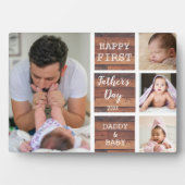 Eerste Vaderdag Rustisch hout 4 Foto collage Fotoplaat (voorkant)