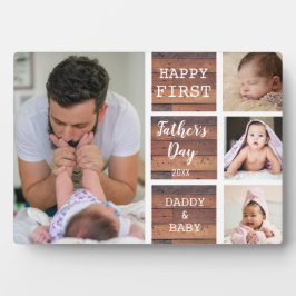 Eerste Vaderdag Rustisch hout 4 Foto collage Fotoplaat