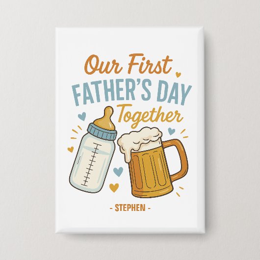 Eerste Vaderdag samen – Bier & Baby Button (Voorkant)