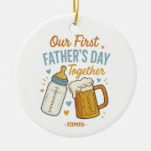 Eerste Vaderdag samen – Bier & Baby Keramisch Ornament (Voorkant)
