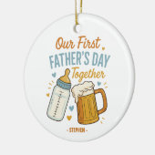 Eerste Vaderdag samen – Bier & Baby Keramisch Ornament (Links)