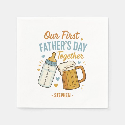 Eerste Vaderdag samen – Bier & Baby Servet (Voorkant)