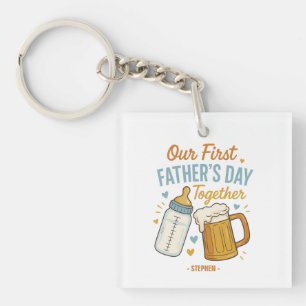 Eerste Vaderdag samen – Bier & Baby Sleutelhanger