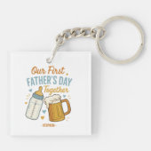 Eerste Vaderdag samen – Bier & Baby Sleutelhanger (Achterkant)