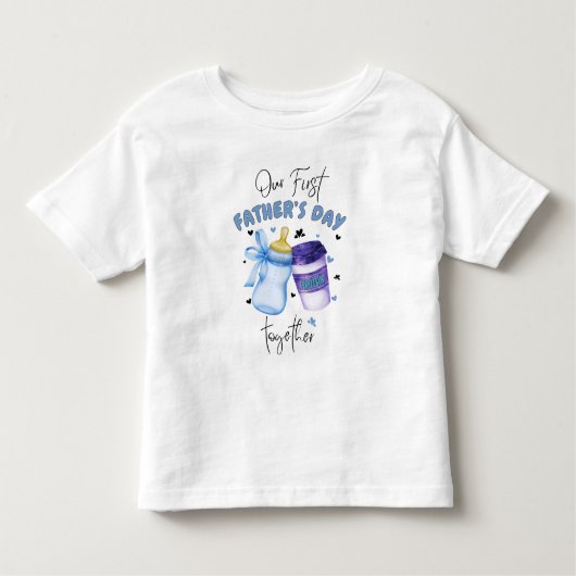Eerste Vaderdag Samen Bijpassend Outfit / Blauw Kinder Shirts (Voorkant)