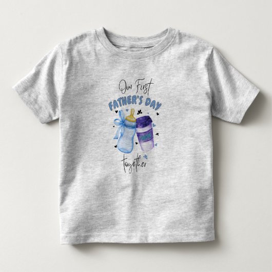 Eerste Vaderdag Samen Bijpassend outfit / Blauw Kinder Shirts (Voorkant)