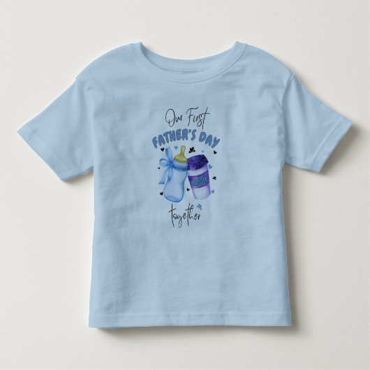 Eerste Vaderdag Samen Bijpassend Outfit / Blauw Kinder Shirts (Voorkant)