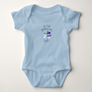 Eerste Vaderdag Samen Bijpassend Outfit / Blauw Romper