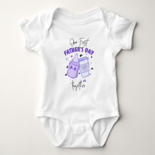Eerste Vaderdag Samen Bijpassend Outfit/Paars Romper