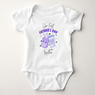 Eerste Vaderdag Samen Bijpassend Outfit/Paars Romper