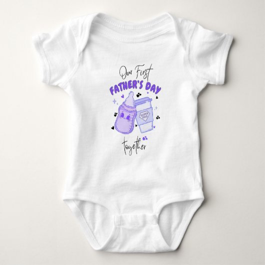 Eerste Vaderdag Samen Bijpassend Outfit/Paars Romper (Voorkant)