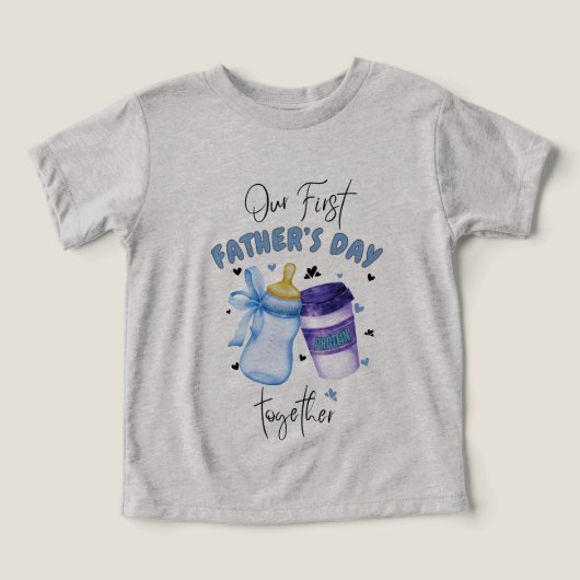 Eerste Vaderdag Samen Matching Outfit / Blauw (Design voorkant)