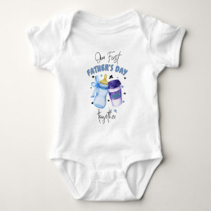 Eerste Vaderdag Samen Matching Outfit / Blauw Romper