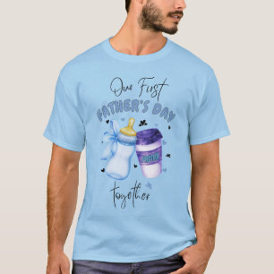 Eerste Vaderdag Samen Matching Outfit / Blauw T-shirt