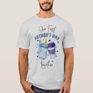 Eerste Vaderdag Samen Matching Outfit / Blauw T-shirt