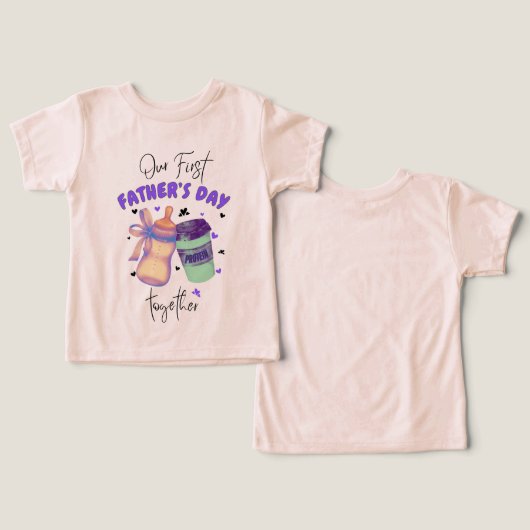 Eerste Vaderdag Samen Matching Outfit/Paarse (Ontwerp Voorkant & Achterkant)