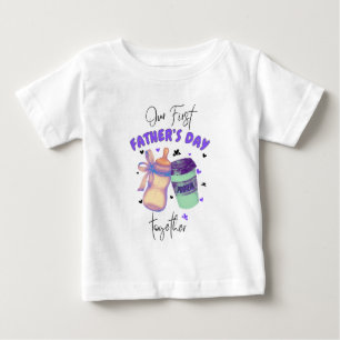 Eerste Vaderdag Samen Matching Outfit/Paarse