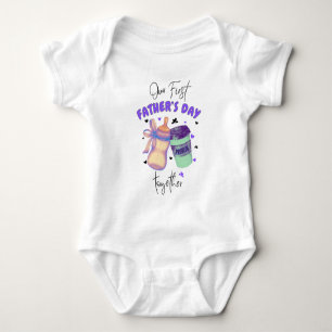 Eerste Vaderdag Samen Matching Outfit/Paarse Romper