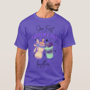 Eerste Vaderdag Samen Matching Outfit/Paarse T-shirt
