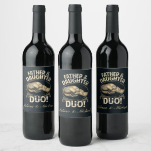 Eerste vaderdag vader Dochter Duo Aangepast Wijn Etiket