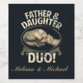 Eerste vaderdag vader Dochter Duo Aangepast Wijn Etiket (Enkel label)