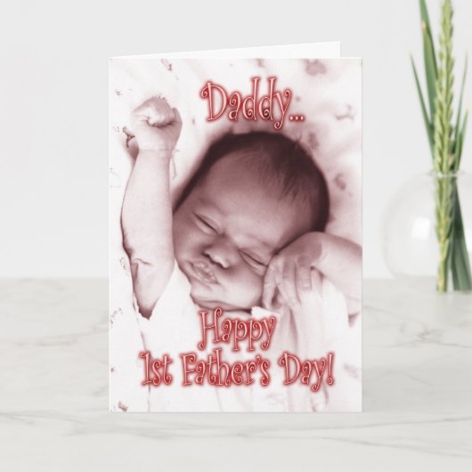 Eerste Vaderdag van dochter - Rekkend meisje Kaart (Voorkant)