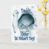 Eerste Vaderdag van Son - Stretching Baby Boy Kaart (Gele Bloem)