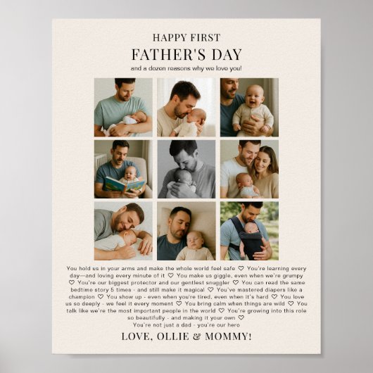Eerste Vaderdag Waarom we van je houden Fotocollag Poster (Voorkant)