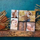 Eerste Vaderdag zwart en hout 4 foto Collage Fotoplaat (Zijkant)