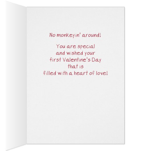 Eerste Valentijn Dag Cute Monkey op Valentijn (Binnen (Rechts))