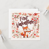 Eerste Valentijn Fox Cupid - beheersbare rode vlag Kaart (Voorkant / Achterkant in situ)