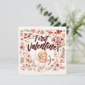 Eerste Valentijns Baby Cupido - Ik vind je leuk Kaart (Staand voorkant)