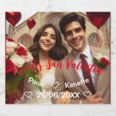 Eerste Valentijns dag samen Foto | Spaans Sparkling Wijnetiket (Enkel label)