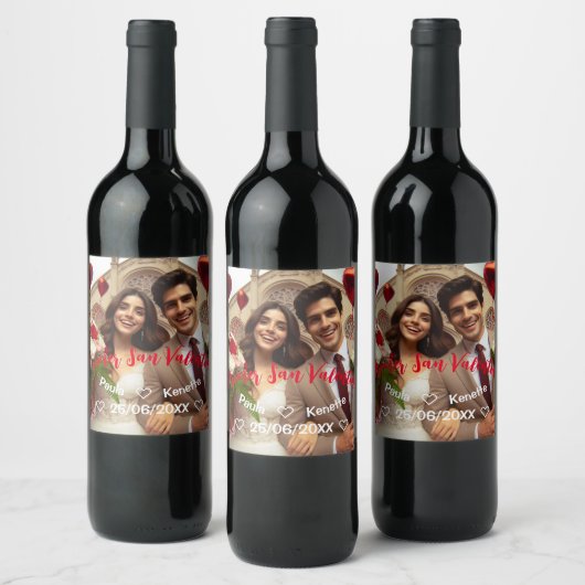 Eerste Valentijns dag samen Foto | Spaans Wijn Etiket (Flessen)