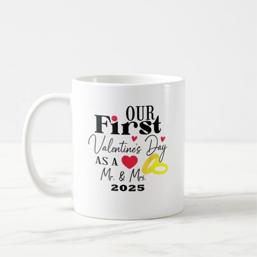Eerste Valentijnsdag 2025 als echtpaar Koffiemok (Links)