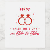 Eerste Valentijnsdag als meneer en mevrouw Wijn Etiket (Enkel label)