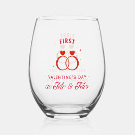Eerste Valentijnsdag als Mr & Mrs Drinkware Set Wijnglas Zonder Voet