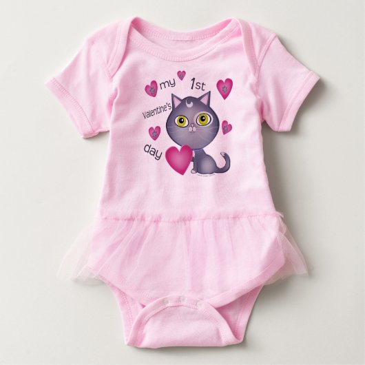 Eerste Valentijnsdag Cat Girl Baby Tutu Bodysuit (Voorkant)