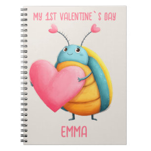 Eerste Valentijnsdag Cute Bug T-Shirt Notitieboek