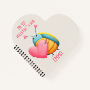 Eerste Valentijnsdag Cute Bug T-Shirt Notitieboek