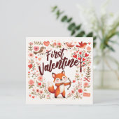 Eerste Valentijnsdag Fox Cupido - beheersbare rode Kaart (Staand voorkant)