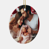 Eerste Valentijnsdag Grootmoeder | Aangepaste foto Keramisch Ornament (Rechts)