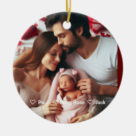 Eerste Valentijnsdag Grootmoeder | Aangepaste foto Keramisch Ornament