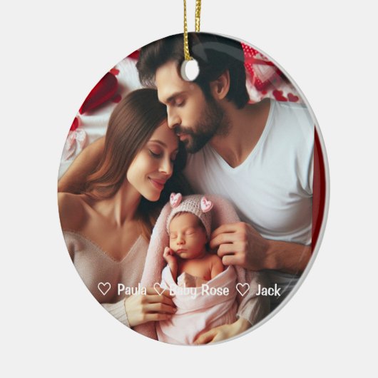 Eerste Valentijnsdag Grootmoeder | Aangepaste foto Keramisch Ornament (Links)