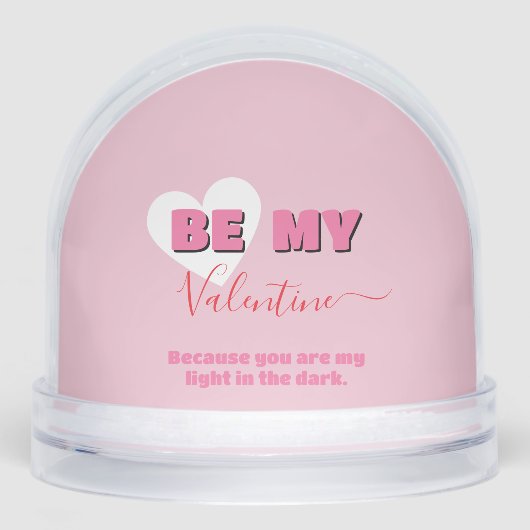 Eerste Valentijnsdag Modern Roze en Wit Hart Sneeuwbol (Voorkant)