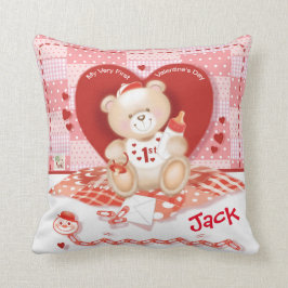 Eerste Valentijnsdag Pillow. Baby jongen Kussen