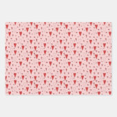 Eerste Valentijnsdag roze en rode strepen & harten Inpakpapier Vel (Voorkant 3)