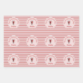 Eerste Valentijnsdag roze en rode strepen & harten Inpakpapier Vel (Voorkant)